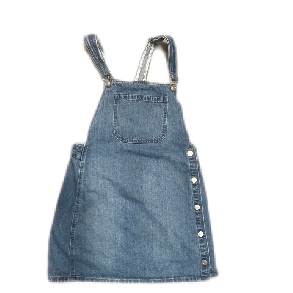 Free People Louise denim bib overall jumper Mini dress Skirtall Size 6